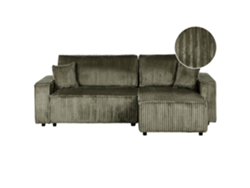 Sofá Convertible Acolchado Beliani Abacka de Cordón Verde 247x147x90