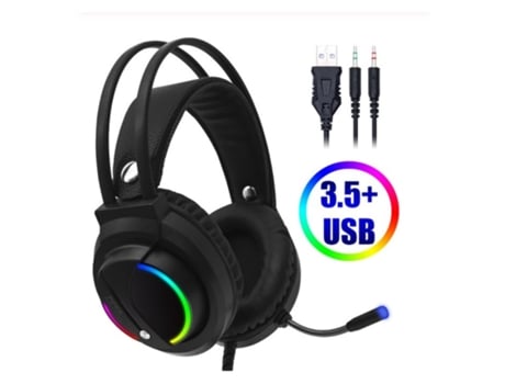 Auriculares 7.1 con Sonido Envolvente Usb 3.5 Mm con Cable y Óptica RGB para Tablet/PC/Xbox/Ps4 3.5 Mm + Interfaz Usb