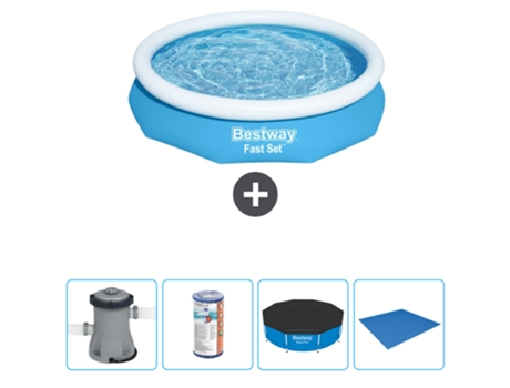 Piscina hinchable redonda Fast Set BESTWAY - 305 x 66 cm - Azul - Bomba incluida Filtrar - Cubrir - Suelo