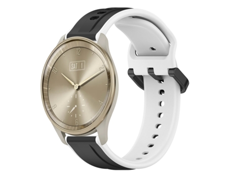 Correa de reloj inteligente para Garmin Vivomove Trend 20 mm Bucle convexo de silicona bicolor (negro + blanco)