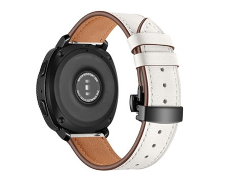Correa de reloj de cuero con hebilla de mariposa negra de 22 mm para Huawei Watch GT2e / GT2 46 mm (blanco)