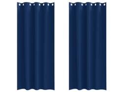 Maison Exclusive - Cortinas Opacas Con Anillas 2 Pcs Azul Oscuro 245 X 140 Cm