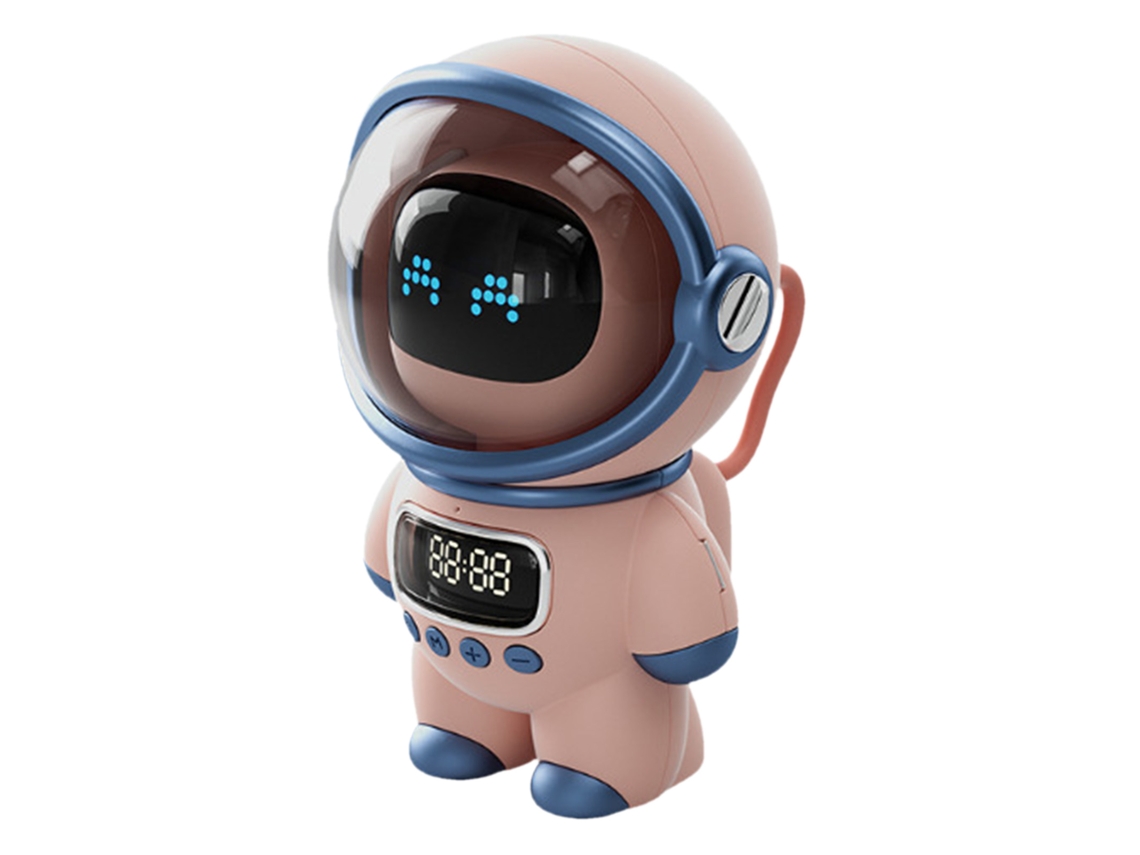 Rebe-altavoz Bluetooth Astronauta Inteligente Con Reloj Y Luz Nocturna Regalo De Cumpleaños Rosa