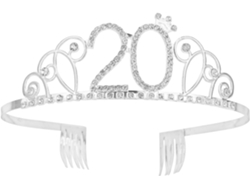 Tiara De Cumpleaños Con Diamantes De Imitación Plateados, Corona Para El 20 Cumpleaños, Accesorio Ligero Para El Cabello Para Mujer.