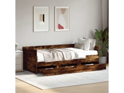 Sofá Cama Con Cajones Sin Colchón Roble Ahumado 90x200 Cm