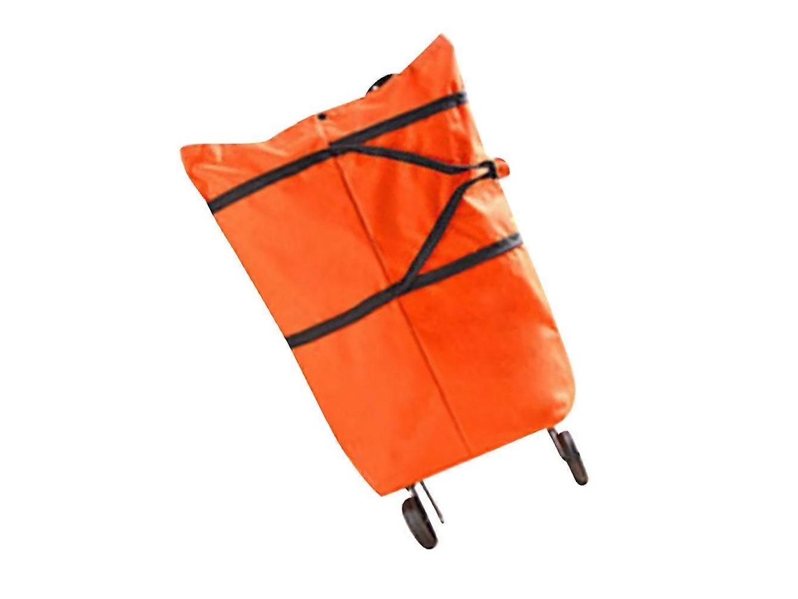 Carrito de compras plegable con ruedas, paquete de 1, ideal para senderismo y viajes, color naranja. Características: gran capacidad y diseño.