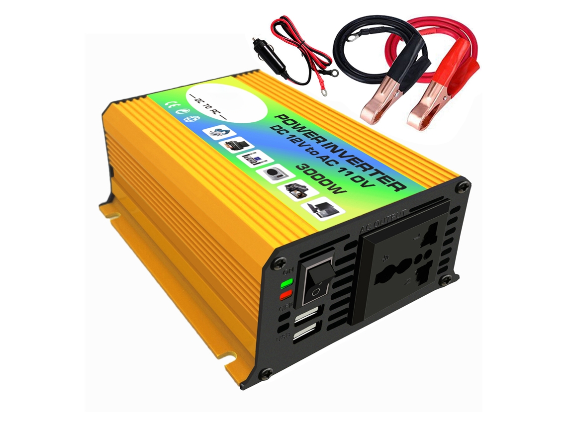Inversor De Onda Sinusoidal Modificada De 3000 W, Convertidor De Cc De 12 V A Ca De 110 V/220 V Con Puertos Usb, 2,1 A Para Coche