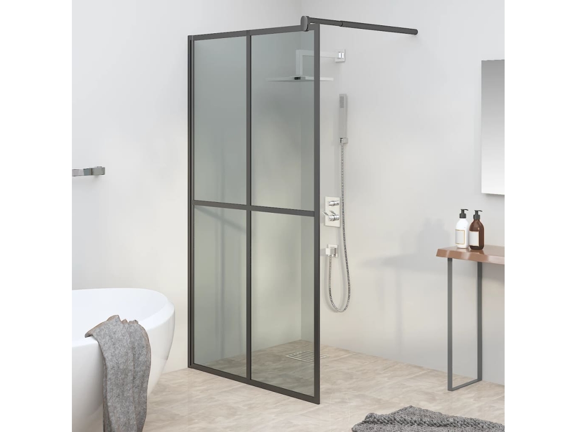 Mampara De Ducha Accesible Vidrio Templado Oscuro 100x195 Cm