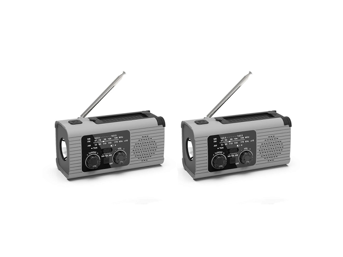 Radio meteorológica de emergencia dual, radio de alerta meteorológica de 4000 mAh con carga solar, manivela y carga USB, AM/