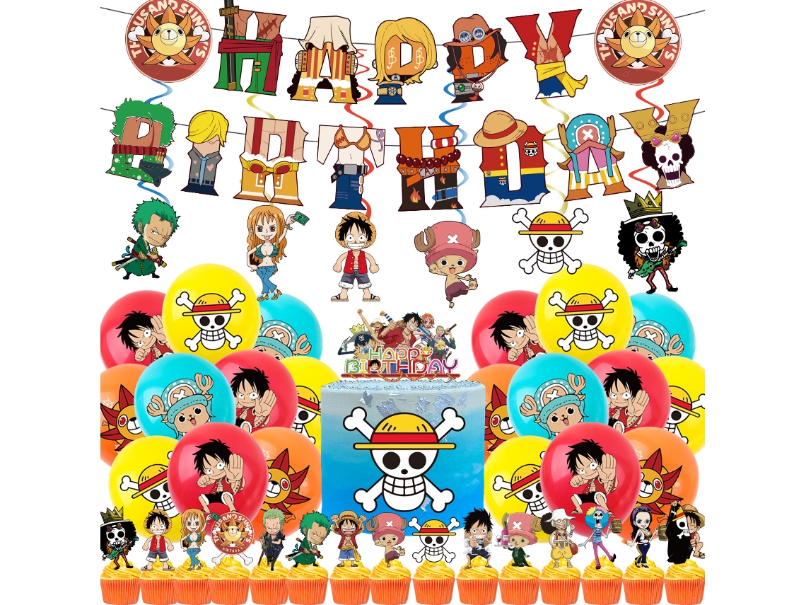 Set de decoración con globos para fiesta de cumpleaños en solitario con temática de One Piece, Siurn