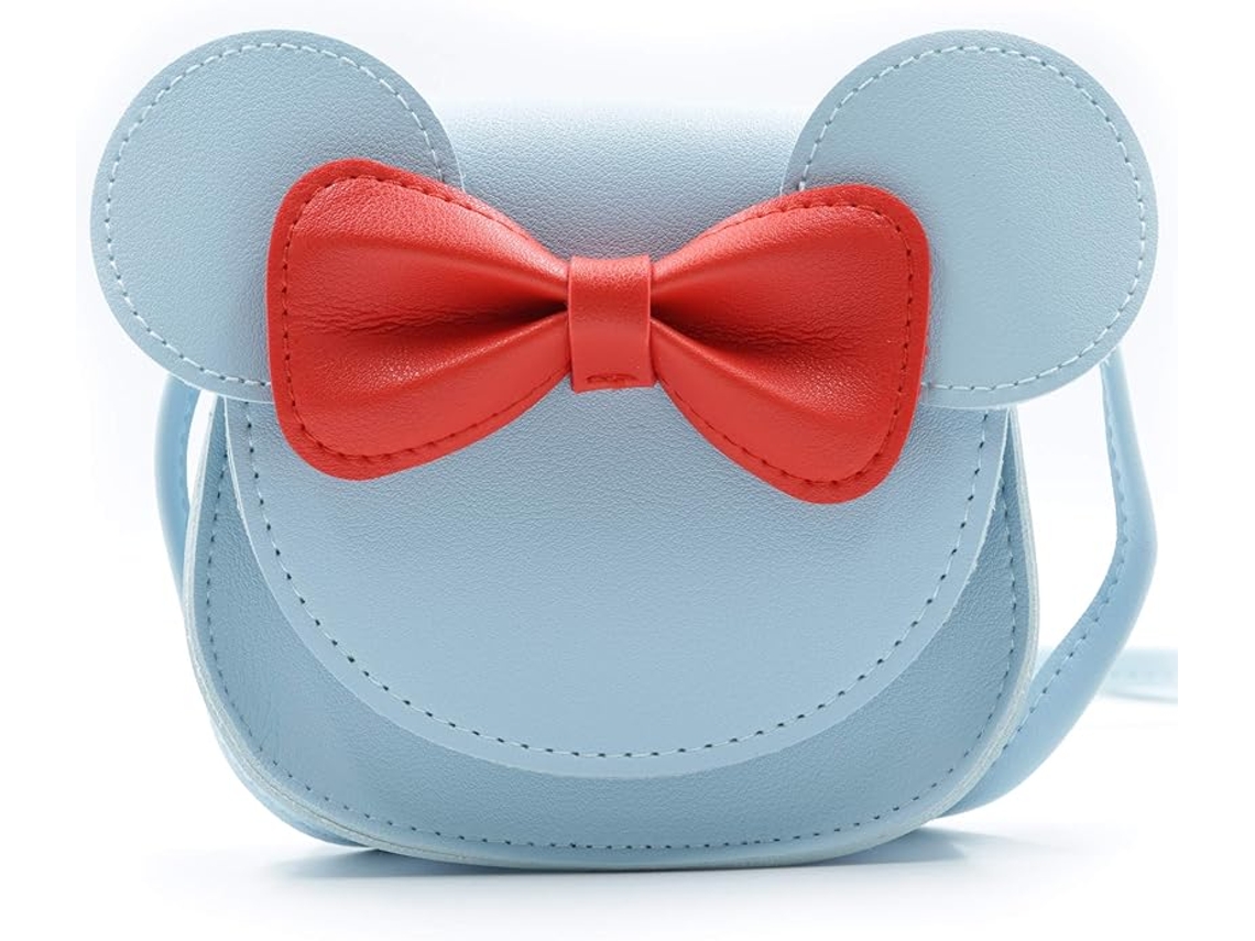 Bolso Bandolera Infantil Con Orejas De Ratón Y Lazo - Bolso De Cuero Pu - Azul