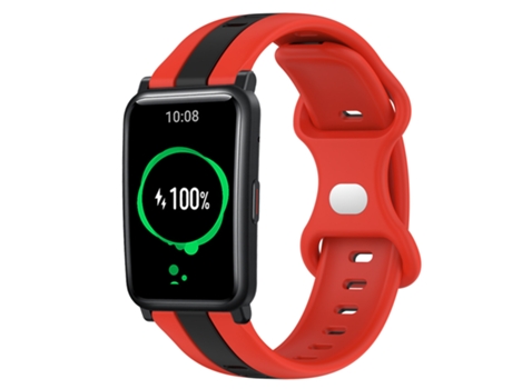 Correa de reloj inteligente para Honor Watch ES 20 mm Mariposa Hebilla de silicona bicolor (rojo + negro)