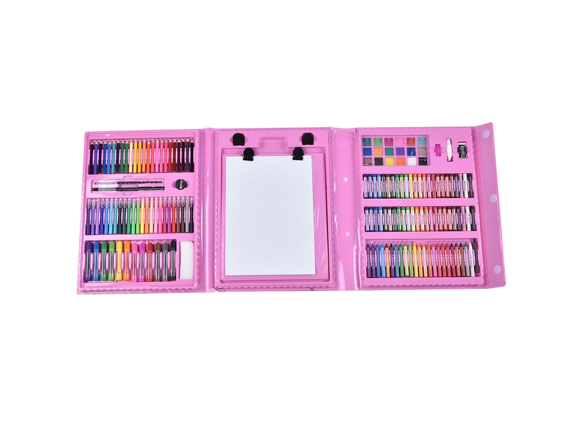 176 piezas de lápices de colores, pasteles, óleo, rotuladores de acuarela, arte rosa