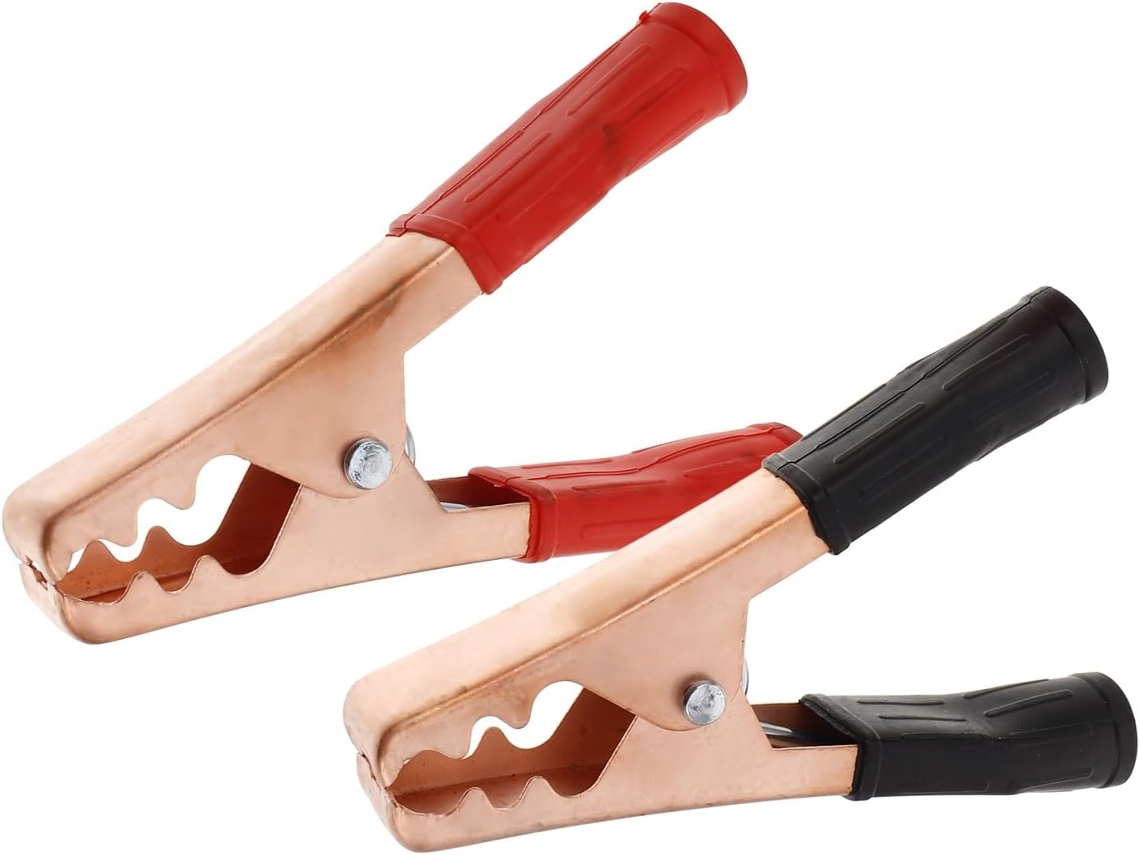 Juego De 2 Pinzas De Metal Y Plástico Para Cables De Batería, Pinzas De Cocodrilo Resistentes Para Una Conexión Estable.