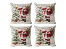 4 fundas de cojines navideños de lino, árbol de Navidad, muñeco de nieve, decoración navideña TRUYUETY