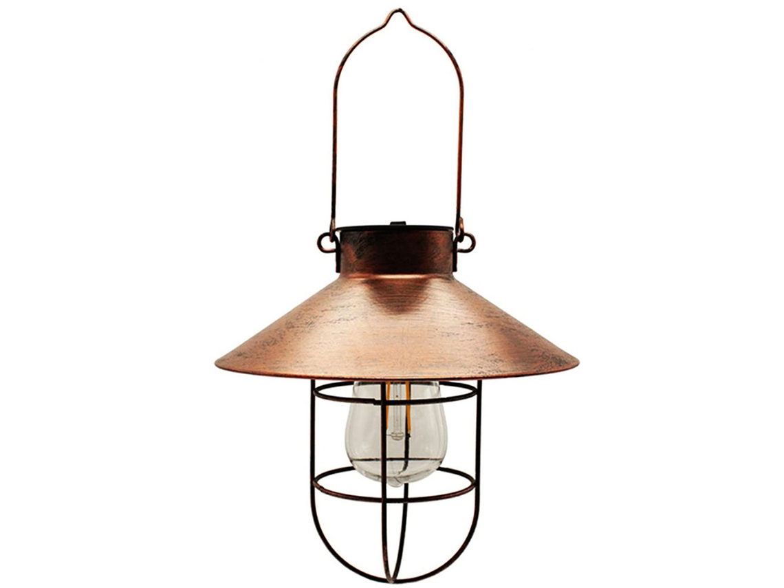 Lámpara de exterior estilo granja, farol decorativo de metal con bombilla Edison blanca cálida para patio, jardín, patio y porche.