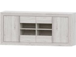 Aparador MUEBLAM Niza (Blanco Artic y Plateado - Melamina - 160x80x42 cm)