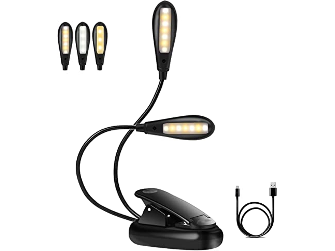 CUICH 14 Luz De Lectura Led 9 Modos De Brillo (Luz Cálida Y Blanca), Doble Cabezal, 360° Flexible