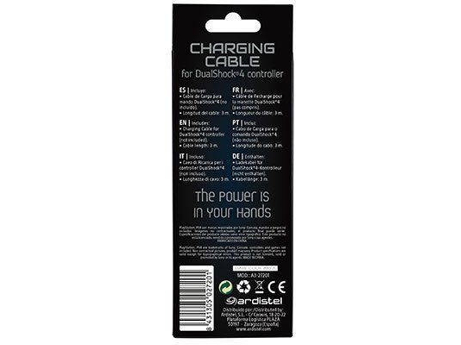 Cable de carga ARDISTEL Blackfire para Dualshock PS4 — USB, Micro USB | Compatibilidad: Dualshock PS4