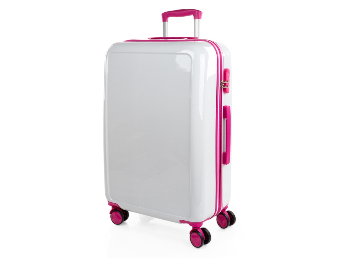 Maleta Pc Mediana ITACA Stickers blanco-fucsia (45X68x26 Cm - 63L)