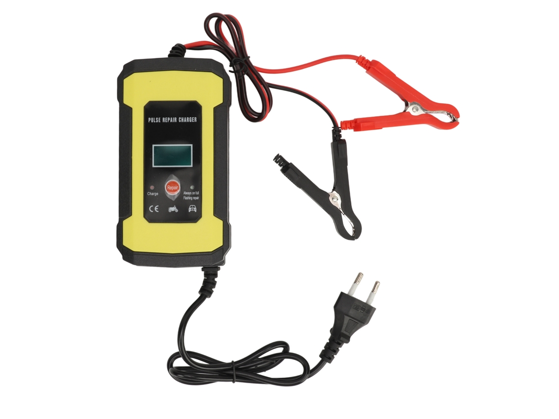 Carregador de bateria Rebe-Car com desconexão automática e reparo por pulso para baterias de ácido.
