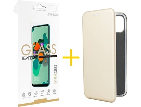 Kit Funda + Protector de Pantalla Apple iPhone 7 Plus / 8 Plus SKYHE Flip Cover 2260 Dorado
