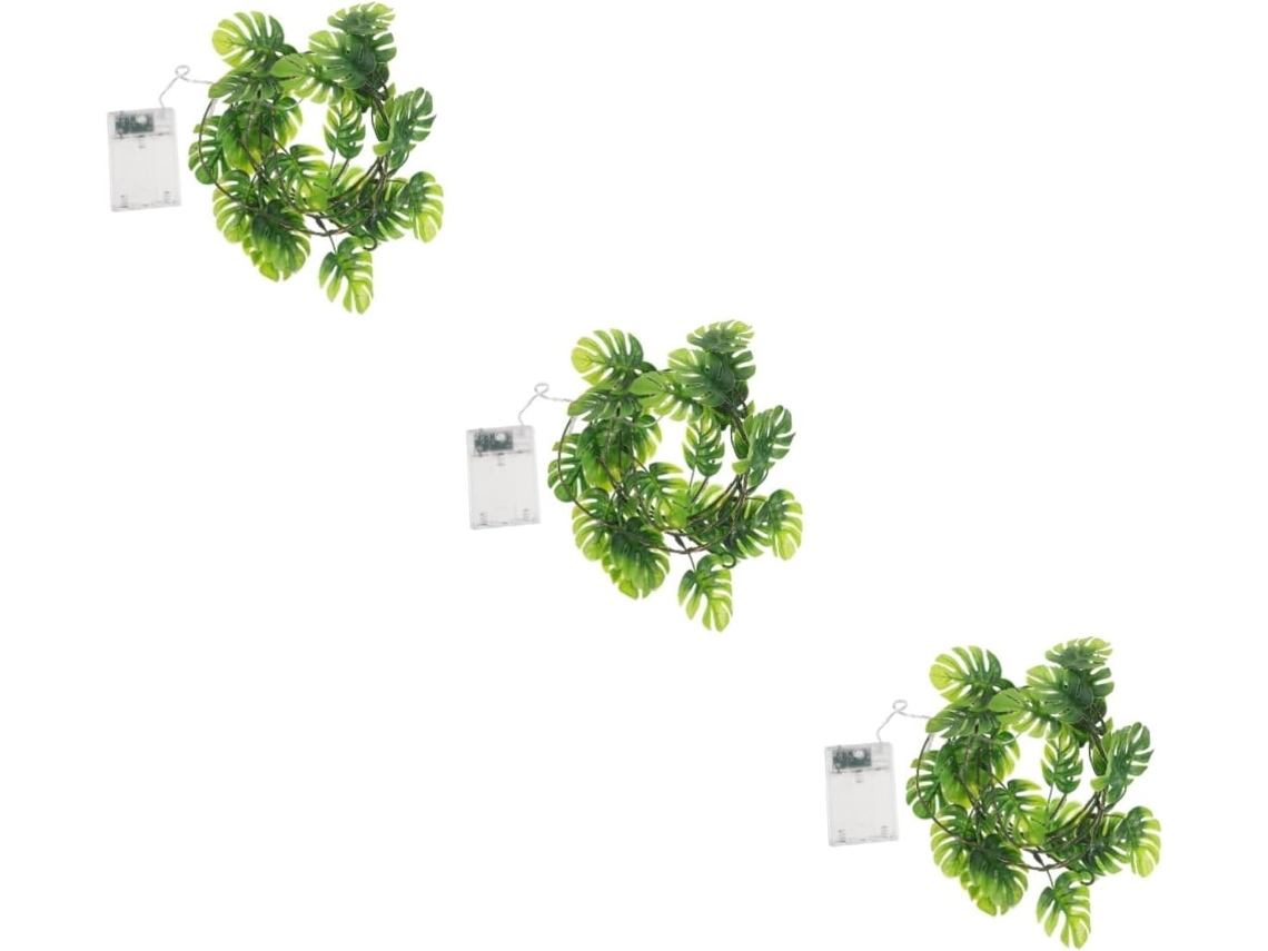 Juego de 3 luces LED artificiales con forma de Monstera para Navidad y otras festividades. Gokoco