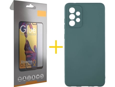 Carcasa y Protector de Pantalla de Vidrio Full Samsung A72 5G SKYHE Silicona Líquida Verde