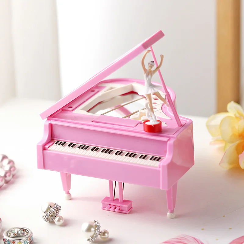 (rosa 3) Caja De Música Creativa Con Forma De Piano, Caja De Música Romántica Clásica Con Forma De Piano