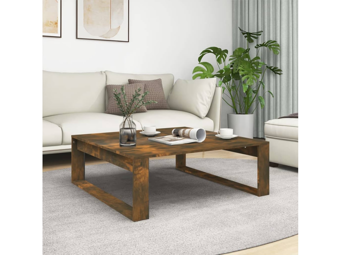 Mesa de Centro Apoyo 100X100X35 cm Madera Procesada Roble Ahumado