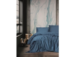 Juego De Cama - Funda Nórdica 220 X 240 Cm + 2 Fundas De Almohada 60 X 60 Cm - Satén De Algodón - Azul