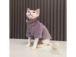 Colete para Gatos Sem Pelos 2026 com Gola Alta, Casaco Quente de Inverno para Pets Tamanho XS Cinza