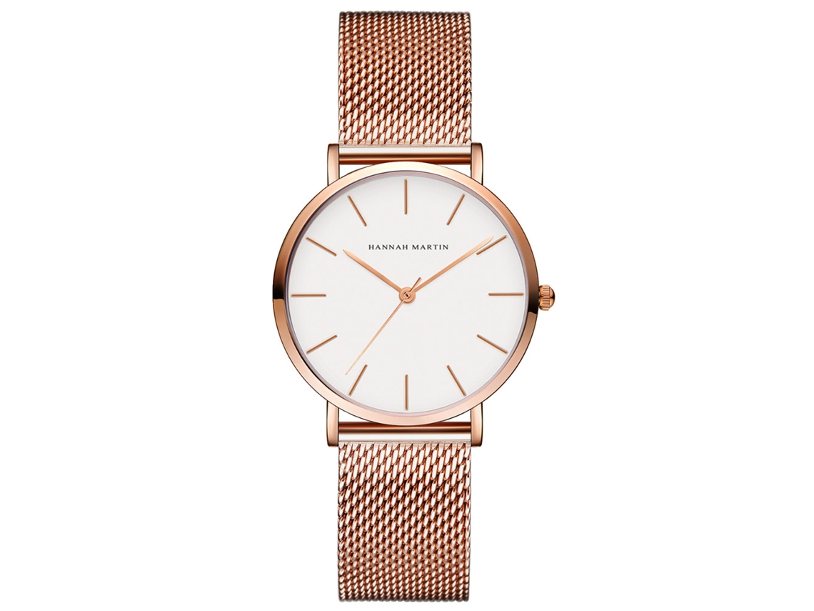 Sencillo Reloj De Pulsera Para Mujer Con Esfera Pequeña Y Fina Correa De Aleación De Malla En Oro Rosa.
