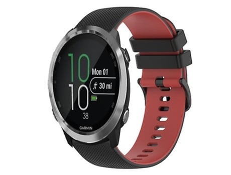 Correa para Garmin Forerunner 645 Music 20mm Correa de reloj de silicona bicolor a cuadros negro-rojo VENISYMLIS