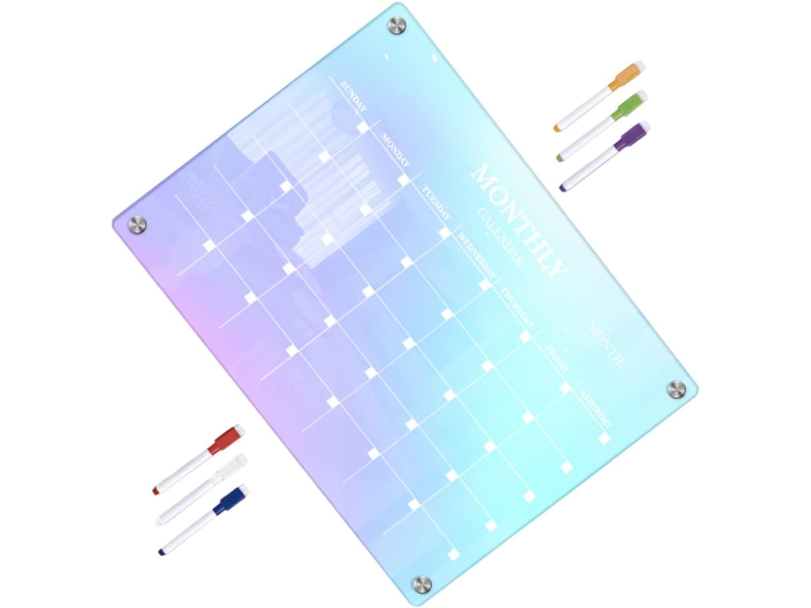 Calendario De Nevera De Borrado En Seco, Planificador Mensual De Comidas Magnético Y Colorido