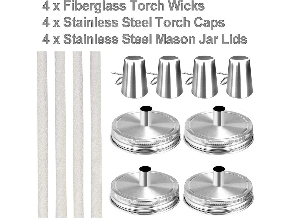 Para Frasco Mason, Lâmpada Óleo Jardim, Conjunto Pavios Substituição, 4 Peças