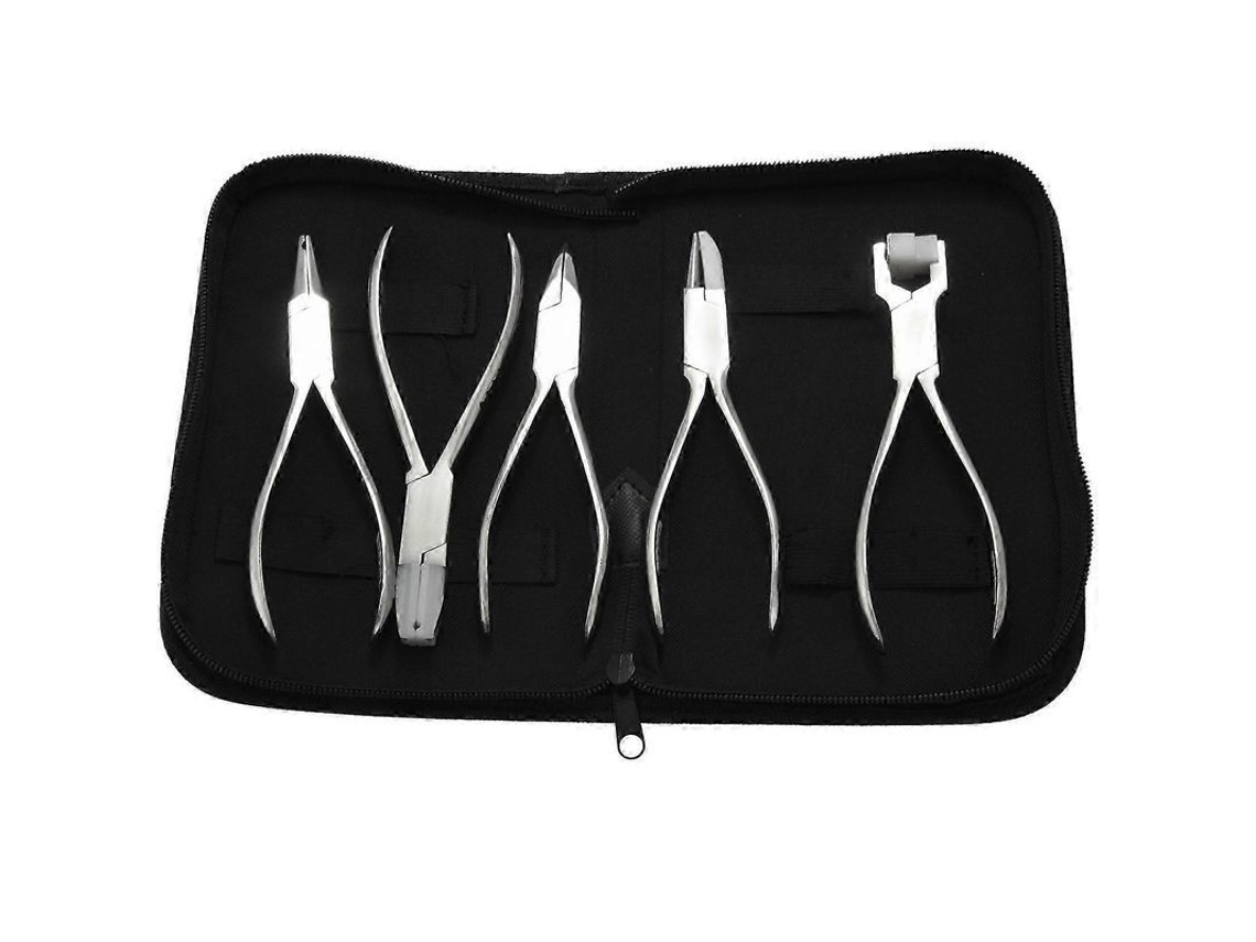 Juego De 5 Alicates De Acero Inoxidable Para Reparación De Gafas Con Bolsa Negra P20250110473
