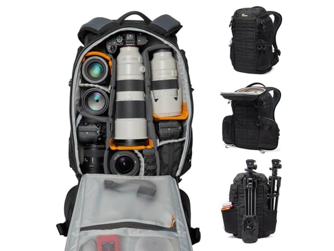 Mochila para cámara Lowepro Protactic BP 450 AW III con 4 puntos de acceso, Comfort, Activzone y tejido reciclado