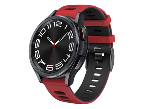 Correa de reloj inteligente para Samsung Galaxy Watch 6 Classic 47 mm 20 mm Correa de silicona bicolor (rojo + negro)