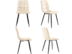 Juego de 4 sillas de comedor con estructura de metal y tela de terciopelo beige Mobrio