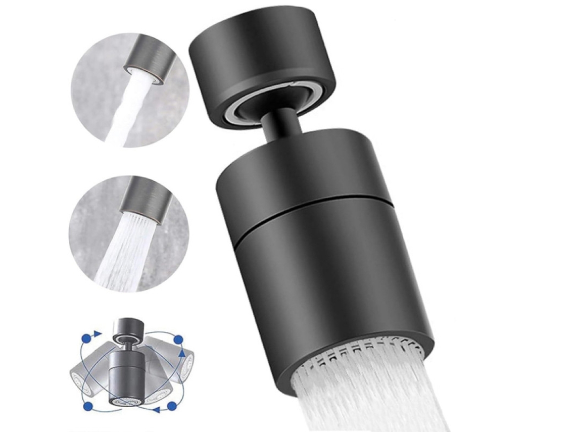 Aireador Grifo 360° Negro Doble Modo Ahorro Agua