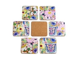 Pack de 6 Bases para Vasos JAVIER (10 x 10 cm - Madera y Corcho)