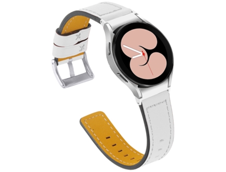 Correa de piel auténtica ajustable para Samsung Galaxy Watch4 Classic 42mm/46mm/Watch4 Active 40mm/44mm - blanco