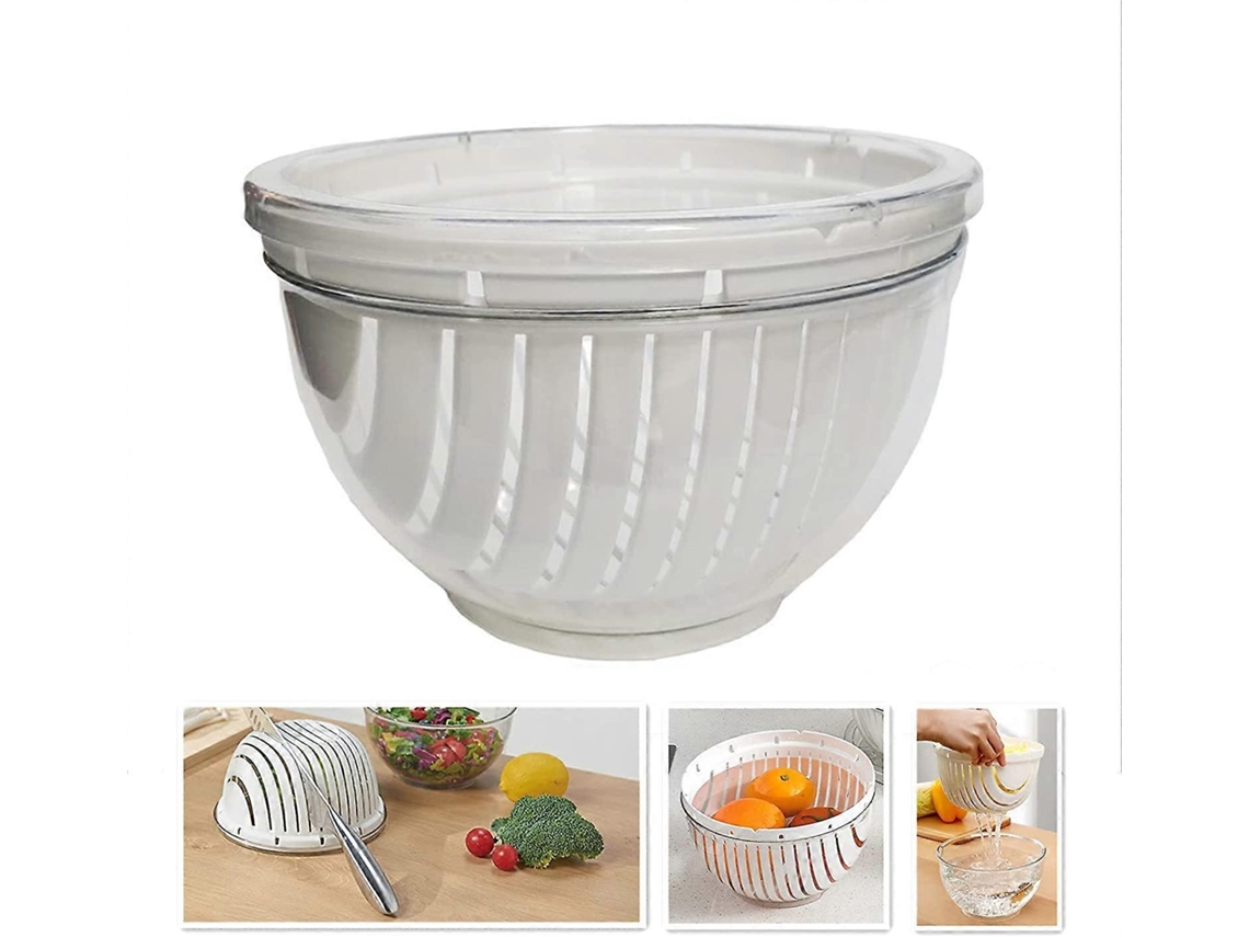 Bol para cortar ensaladas de frutas y verduras, escurridor de cocina multifuncional, doble capa giratoria