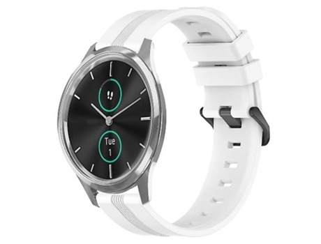 Correa para reloj Garmin Garminmove Luxe, banda de reloj a rayas cóncava de silicona blanca de 20mm VENISYMLIS