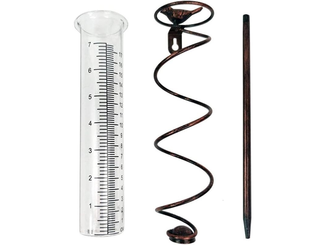 Pluviómetro Decorativo Con Forma De Pájaro, Tubo De Vidrio, Espiral Metálica, Resistente Al Agua Y Al Polvo.