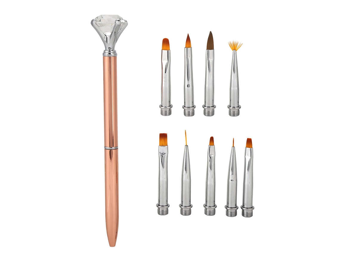 Bolígrafo De Gel Uv Multifuncional Y Desmontable Para Pintar Y Dibujar Uñas, Pincel De Puntos Color Oro Rosa.