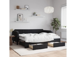 Sofá Cama Nido Con Cajones Terciopelo Negro 90x200 Cm