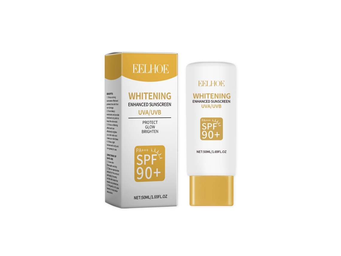 Protector solar blanco con alta protección UV para la piel.