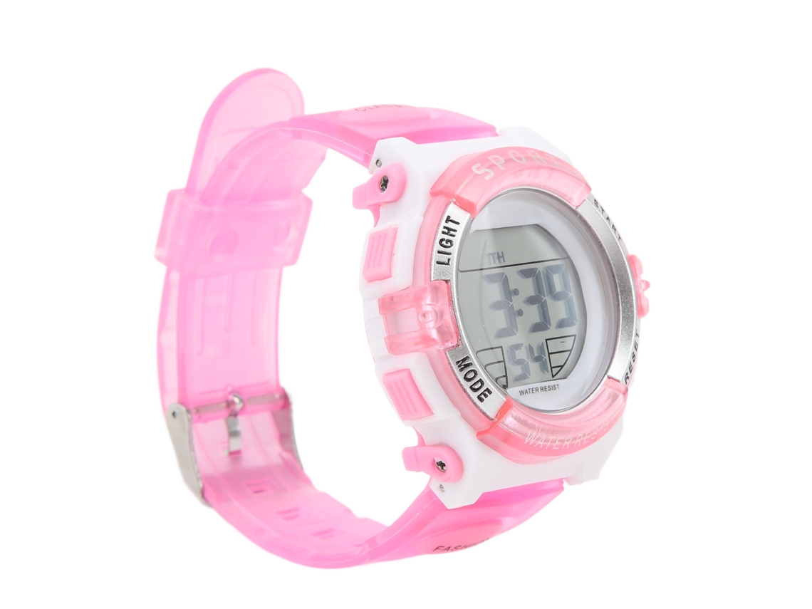 Reloj Cronógrafo Digital Para Niñas Y Estudiantes, Resistente Al Agua, Correa De Pu, Para Natación, Deportes, Luz Nocturna, Alarma, Rosa.